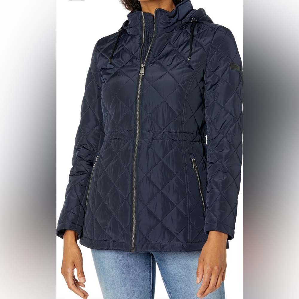 BNWT DKNY DL2MPH61 - Navy Quilted Anorak Jacket - size L